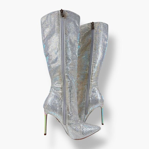 Steve Madden | 7.5 | Vibrant Rhinestone Knee-High Boots | Holiday | Party | Rare - Picture 13 of 16